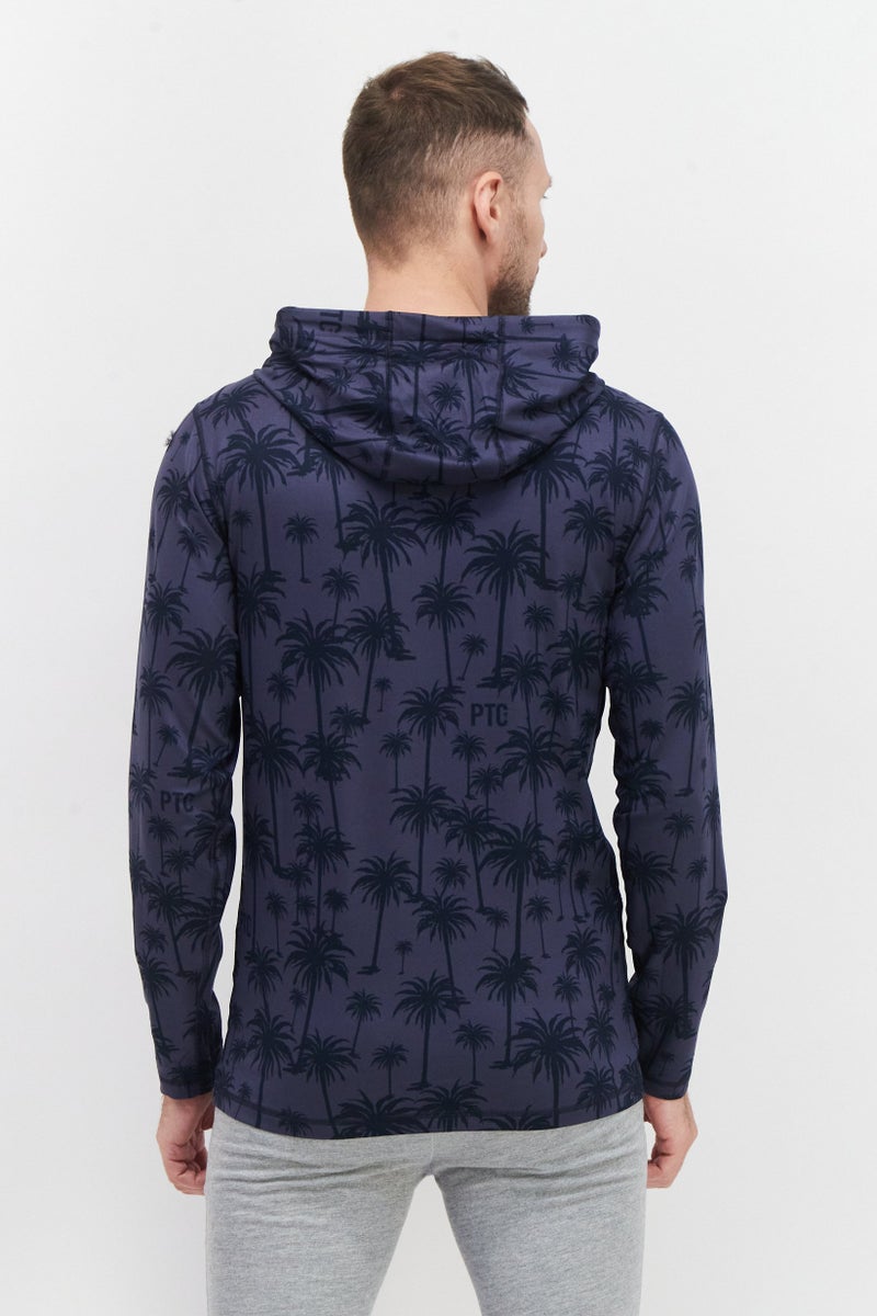 PUMA هودي رياضي للرجال بأكمام طويلة، أزرق - Image 2